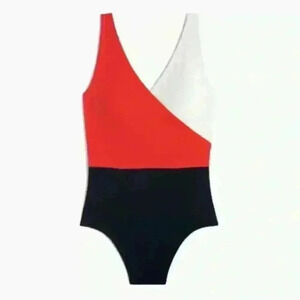 J Crew Red White and Blue Colorblock Swimsuit Size Small